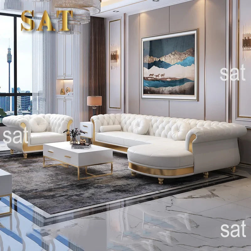 for Luxury corner reclining sofa living room comfy leather couch chesterfield sofa set furniture