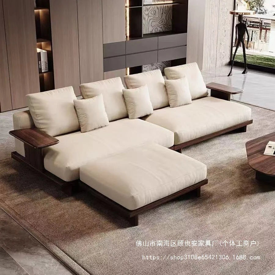 Sofa black walnut solid wood Italian minimalist living room
