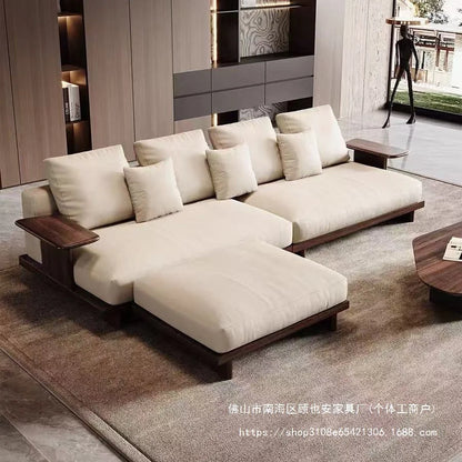 Sofa black walnut solid wood Italian minimalist living room