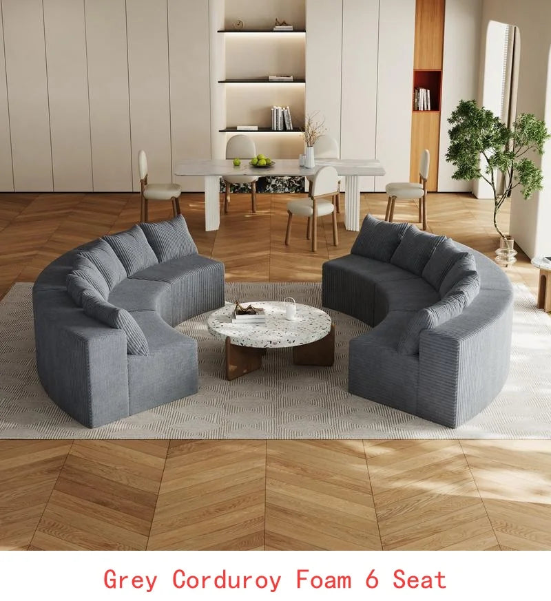 Curved Modular Sectional Foam Sofa with 12 Pillows, Semi-Circular Design for Living Room, Bedroom, Office, Leisure, Nap,
