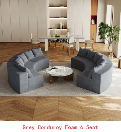 Curved Modular Sectional Foam Sofa with 12 Pillows, Semi-Circular Design for Living Room, Bedroom, Office, Leisure, Nap,
