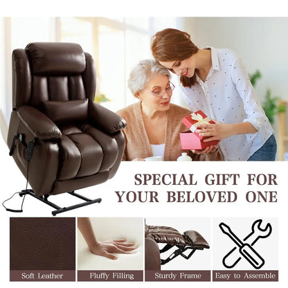 Infinite Position Lay Flat Power Lift Recliner Chair for Elderly, Brown, Customized