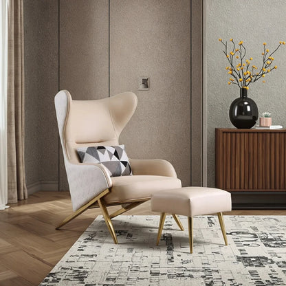 Nordic Luxury High Back Steel Chair Simple Modern Design Single Sofa for Villa Home Living Room Luxury Hotels Use