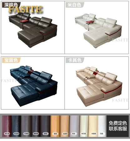 Genuine leather sofa head layer cowhide small unit,simple and modern functional, fashionable leather sofa combination decoration