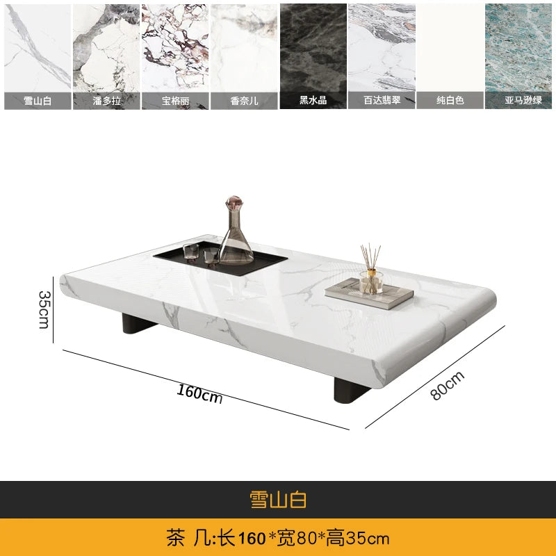minimalist advanced sense modern simple living room household rectangular oval marble coffee table