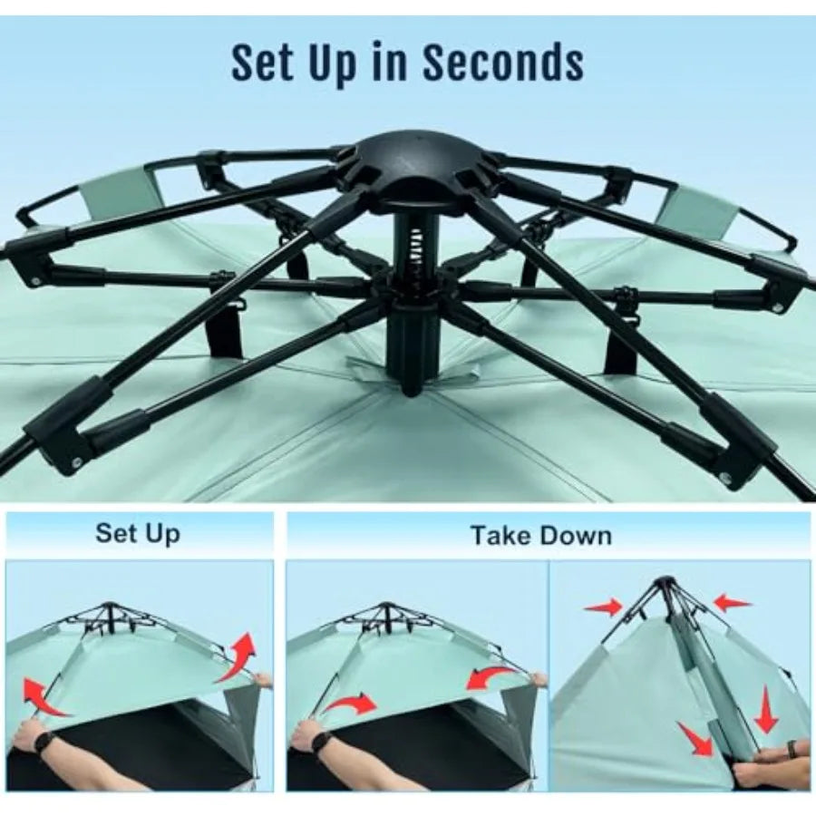 Deluxe Pop Up Beach Tent Sun Shade Shelter for 3-4/5-6 Person UV Protection Extendable Floor with 3 Ventilating Windows Plus Ca