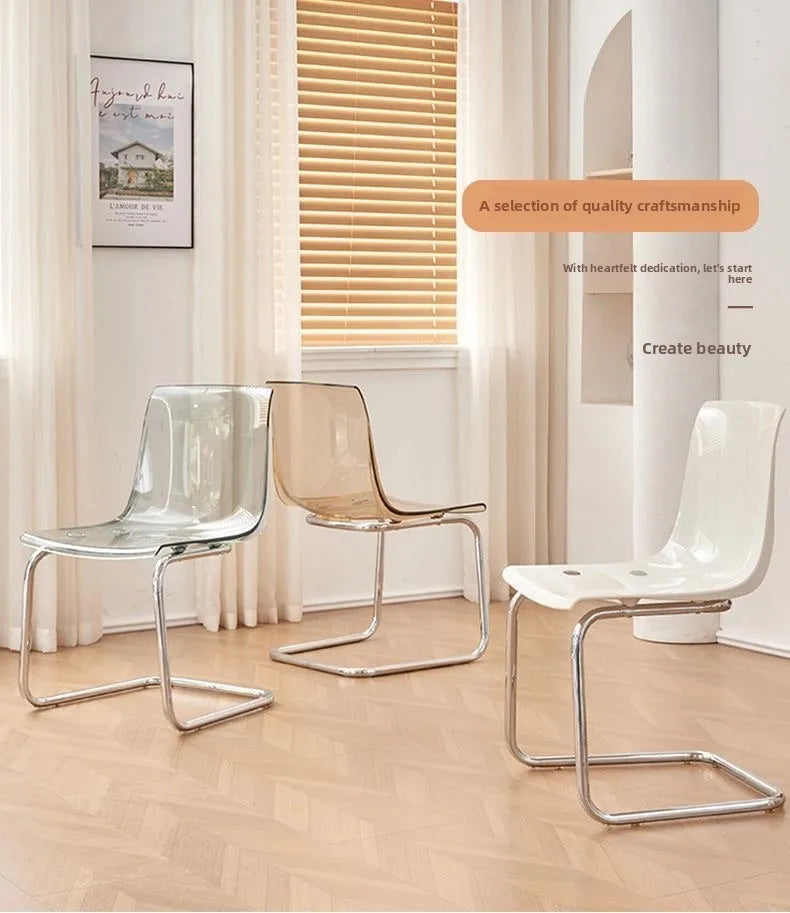 Nordic Modern Clear Acrylic Dining Chair Transparent Plastic Thickened Backrest Chair Simple Home Dining Room Furniture Design