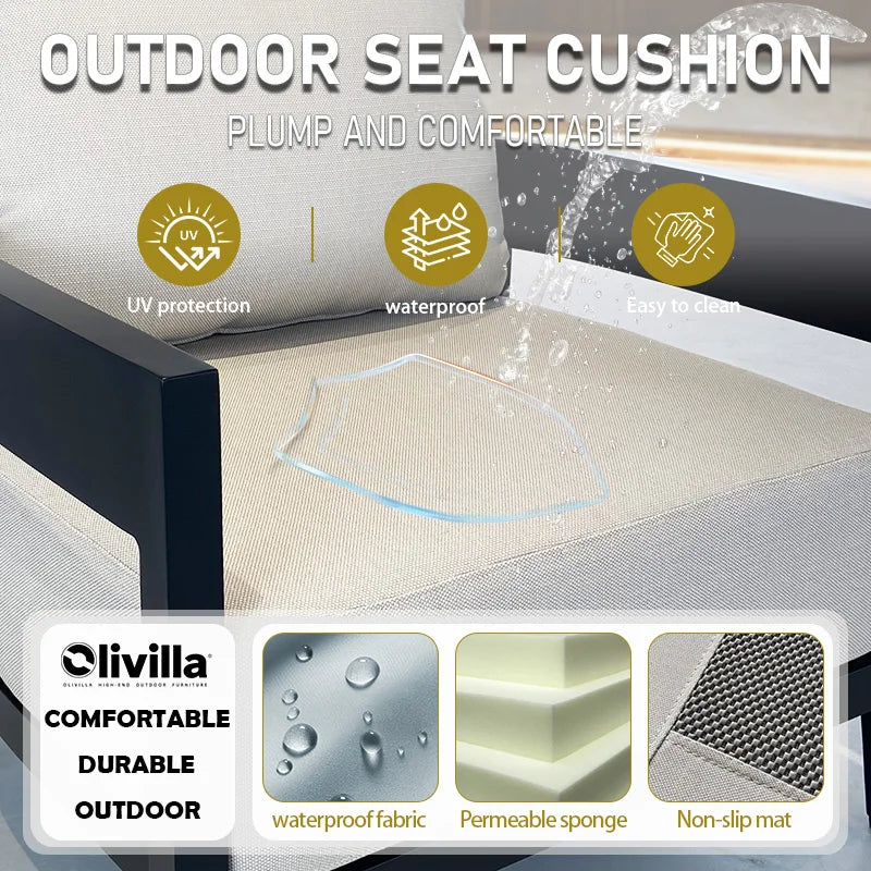Modern Aluminum Alloy Lounge Sofa for Guesthouse Courtyard Villa Hotel Sunroom Open-air Furniture Set Garden Outdoor Sofa Couch