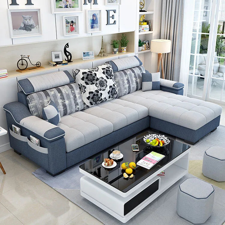 Room Fabric Sofa Modern Minimalist Home Corner Sofa Furniture Combination Nordic Solid Frame Fabric Sofa