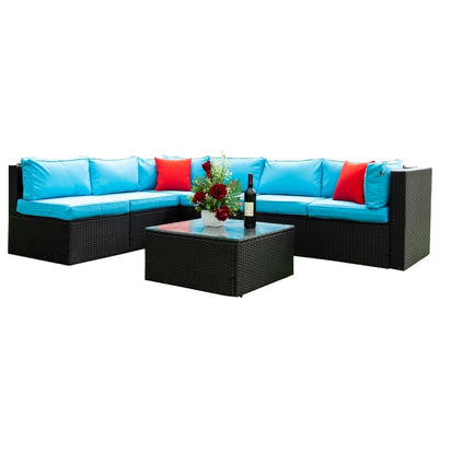 5 Pieces PE Rattan sectional Outdoor Furniture Cushioned U Sofa set with 2 Pillow
