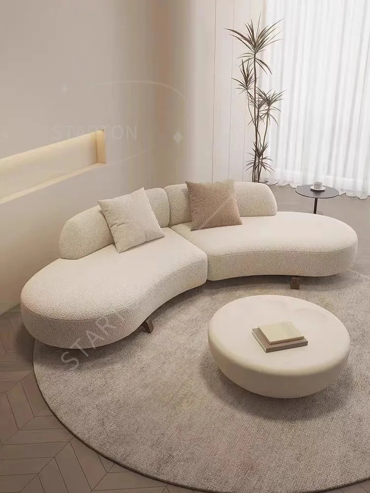 Curved Modern Soft Unique Sofa Kawaii Wood Foam Nordic Luxury Sofa Sectional Lounge Designer Divano Letto Living Room Furniture