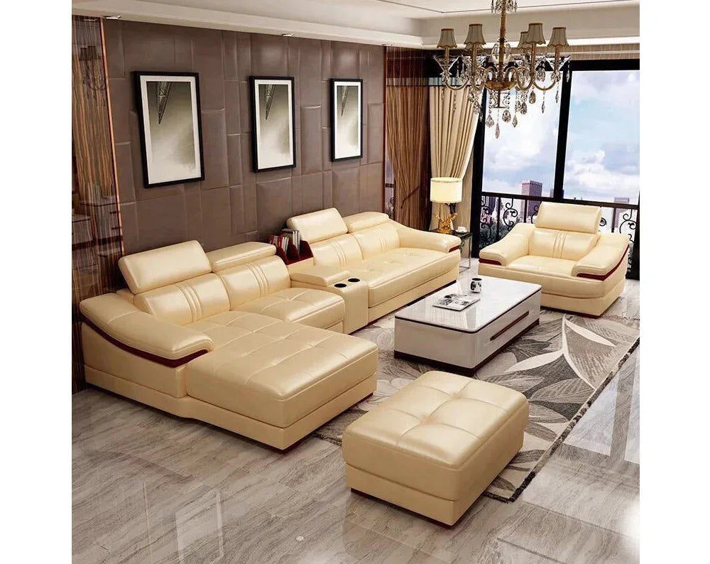 # Hot Sales Modern Sectional Sofa Multifunction Latex Cushion Sofa Leather L Shaped Living Sofa Set With Music Design
