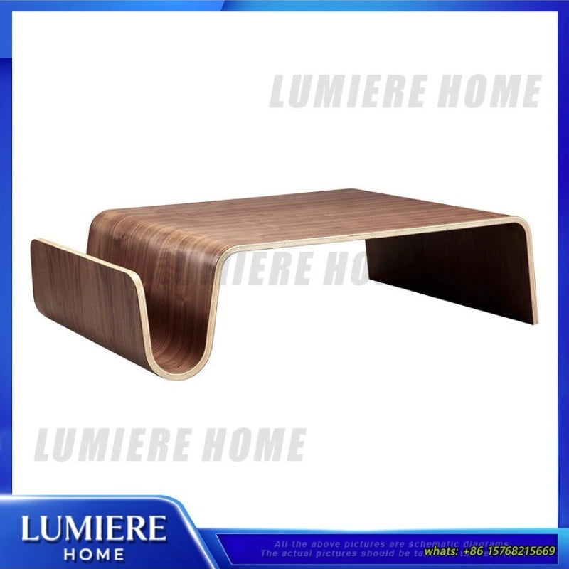 Scando Table Large Bent Wood Coffee Table Minimalist Modern Living Room Natural Wood Square Side Table for Sofa
