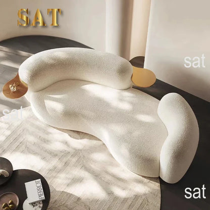 #Nordic modern hotel apartment living room clothing store beauty salon Lamb velvet creative cloth art minimalist sofa 3seats