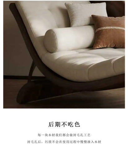 New Chinese black walnut solid wood chaise longue living room sofa sun couch