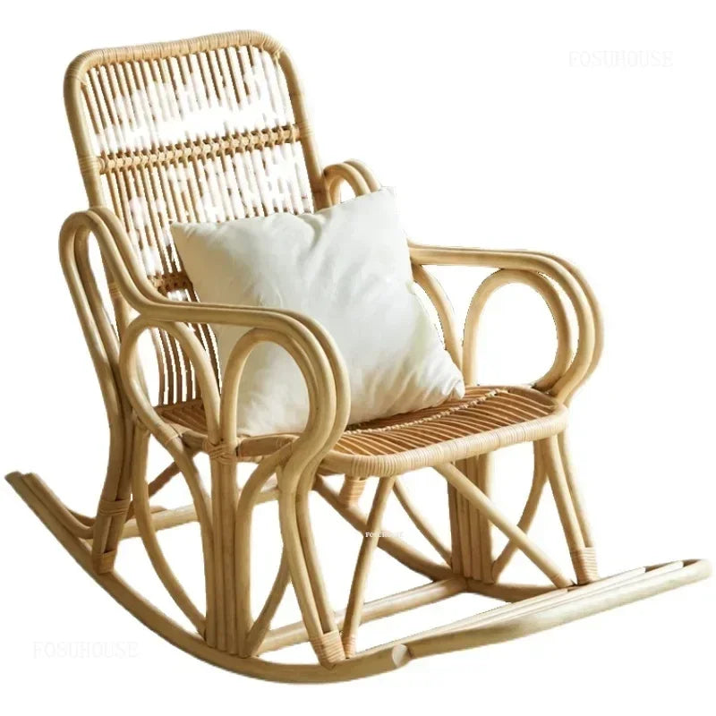 Outdoor Balcony Homestay Garden Single Rattan Chairs Living Room Leisure Rocking Chair Home Furniture Adult Lazy Recliner N M