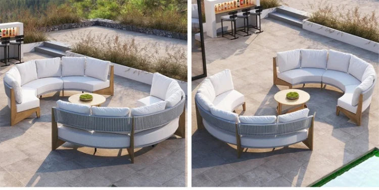 Outdoor garden balcony teak sofa outdoor leisure villa garden courtyard waterproof sunscreen solid wood furniture combination
