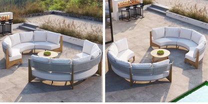 Outdoor garden balcony teak sofa outdoor leisure villa garden courtyard waterproof sunscreen solid wood furniture combination
