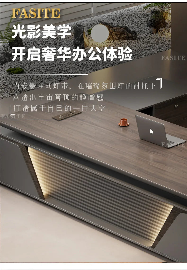 Modern boss desk light luxury high-end paint desktop large desk simple president table manager table and chair combination