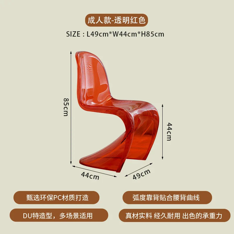 Transparent Plastic Dining Chair, Simple and Modern Home Chair, Backrest Chair, Vanity Stool