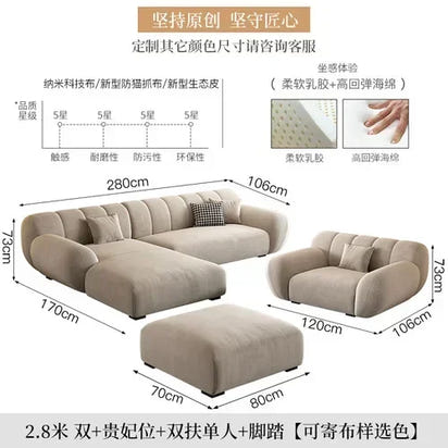 Fabric Living Room Sofas Modern Minimalist Sectional Modular Sofa Elegant Comfortable Canape  De Luxe Nordic Furniture
