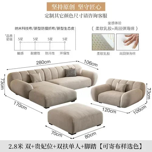 Fabric Living Room Sofas Modern Minimalist Sectional Modular Sofa Elegant Comfortable Canape  De Luxe Nordic Furniture