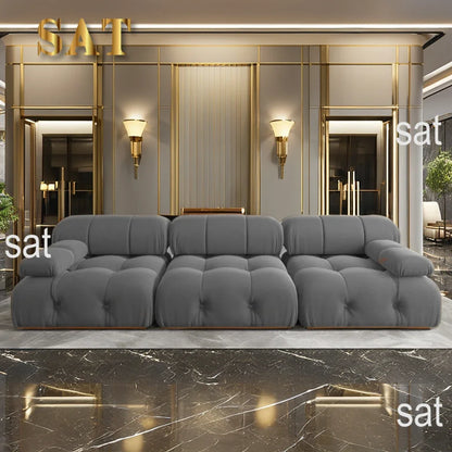 -Nordic Modern Modular Sofa Set Light Luxury Fabric Buckle Design Living Room Convertible Features Sponge Wood Foam Hotels