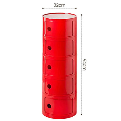 Plastic Round Nightstand Bedside Table Cabinet with Sliding Doors Round Storage Bedside Cabinet Nightstand  for Living Bedroom