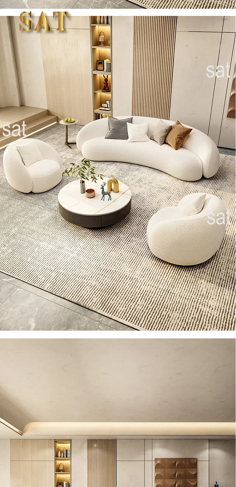 mHot Sales Modern Couch Simple Sofa Minimalist Special Shaped White Velvet Light Luxury Living Room Sofa Furniture l
