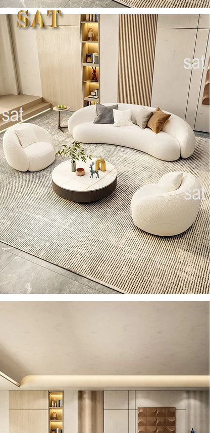 mHot Sales Modern Couch Simple Sofa Minimalist Special Shaped White Velvet Light Luxury Living Room Sofa Furniture l