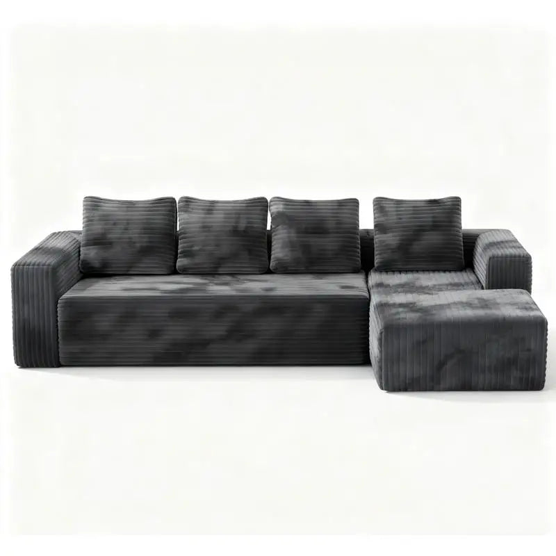 Modern L-Shaped Sectional Couch with Right-Facing Chaise, Upholstered Modular Sofa, Deep Seat Design for Living Room or