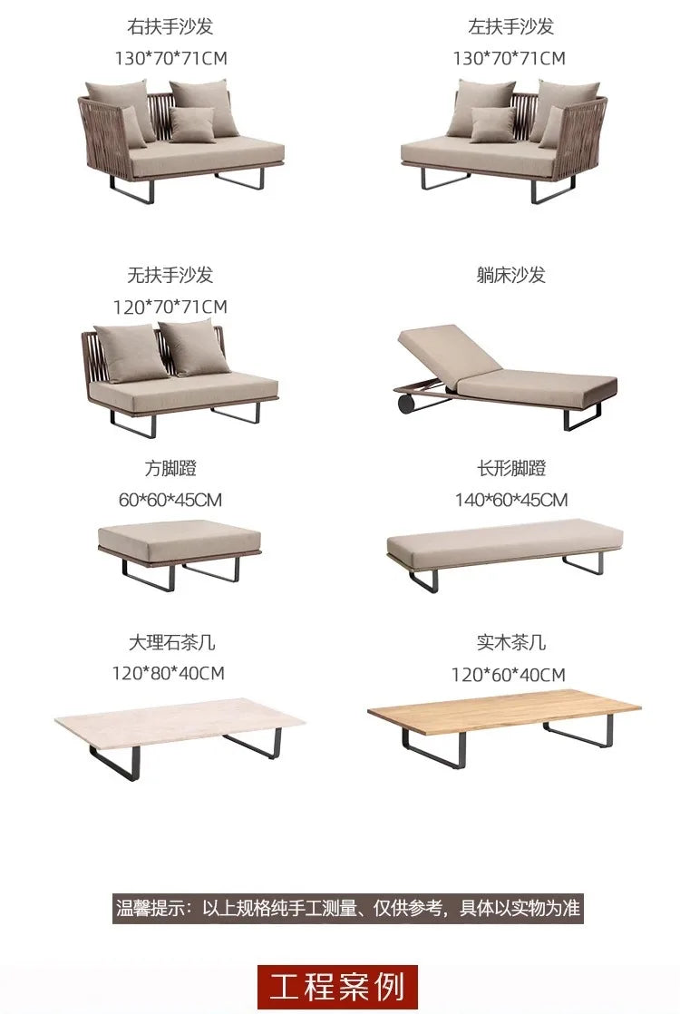 Outdoor Sofa Sunscreen Waterproof Courtyard Terrace Balcony Leisure Rattan Chair Sofa Double Card Seat Rattan Sofa Furniture