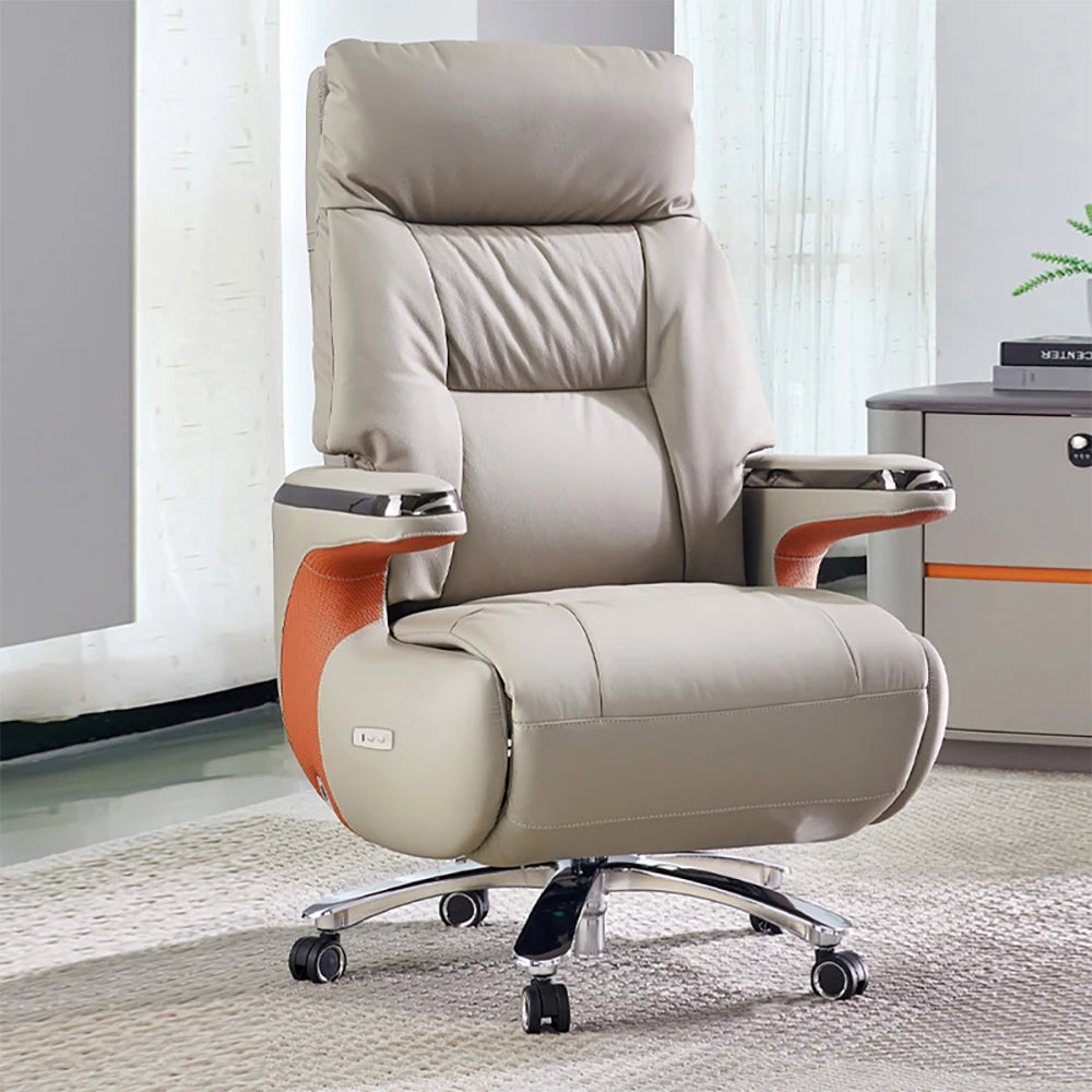 Contemporary Executive Recliner Chair Luxury Black Synthetic Leather Office Furniture Massage Feature for Boss Office Workers