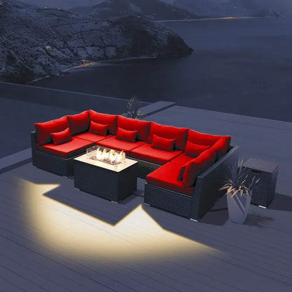 #For Patio Furniture Sectional Sofa with Gas Fire Pit Table Outdoor Patio Furniture Conversation Sets Propane Fire Pit&