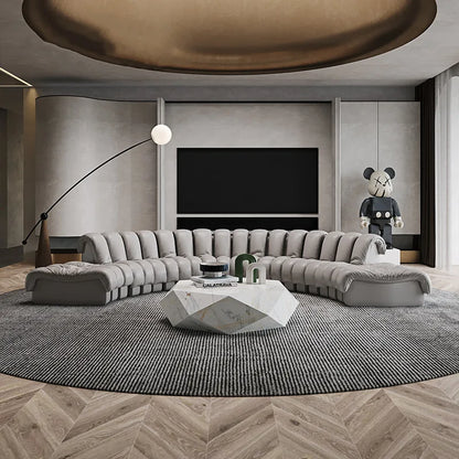 Artistic High End White Leather De Sede DS 600 Snake Sofa Curved Modular Sectional Sofa Round Water Proof Couch Set
