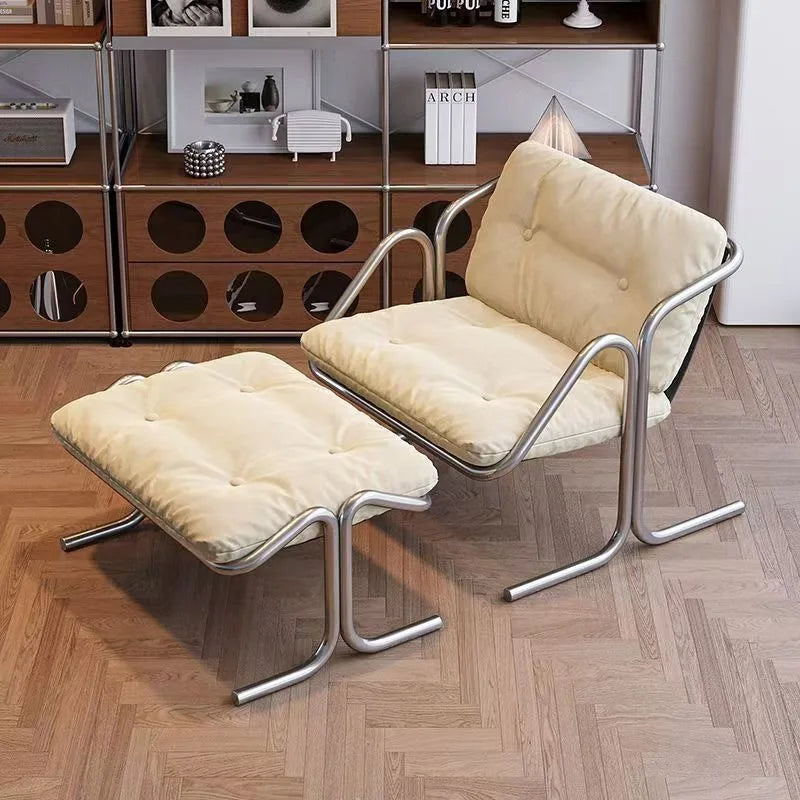 Wabi Sabi Bauhaus Lounge Chair Stainless Steel Frame Designer Minimalist Daybed for Living Room and Patio Relaxation