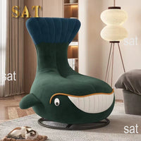 #Shark Model Living Room Sofa Chair Fabric Upholstered Velvet Children's Swivel Lounge Chair