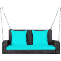 #For Heavy Duty 800 LBS Wicker Hanging Porch Swing with Cushions & Chains,  Outdoor Rattan Swing Bench for Garden, Yard&