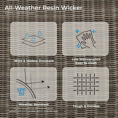 Swivel Rattan Chair with Removable Cushions for Outdoor Use, Perfect for Patios, Decks, and Sunrooms, Gray Cushions Included