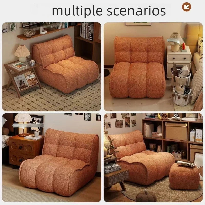 Lazy Sofa Single Leisure Sofa Chair Reclining Sleeping Balcony Bedroom Single Tatami Living Room Sofas with Footstool Furniture