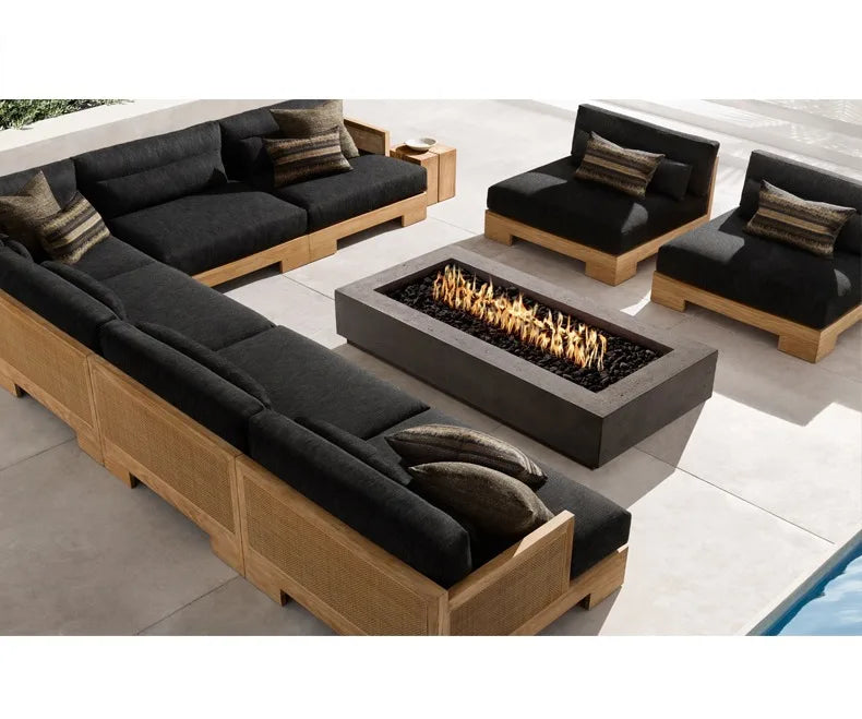 Customizable outdoor teak sofa patio rattan chair