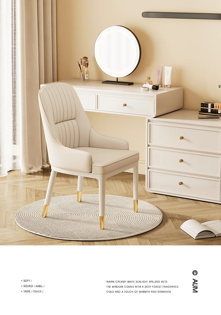 Modern Faux Dining Chairs Kitchen Metal Leather Nordic Home Dining Chairs Luxury European Chaises Salle Manger Furnitures