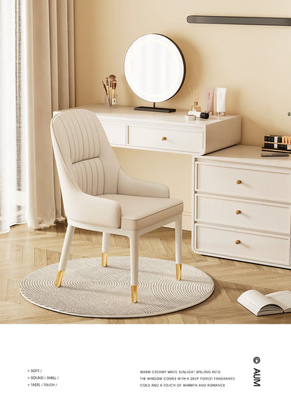 Modern Faux Dining Chairs Kitchen Metal Leather Nordic Home Dining Chairs Luxury European Chaises Salle Manger Furnitures