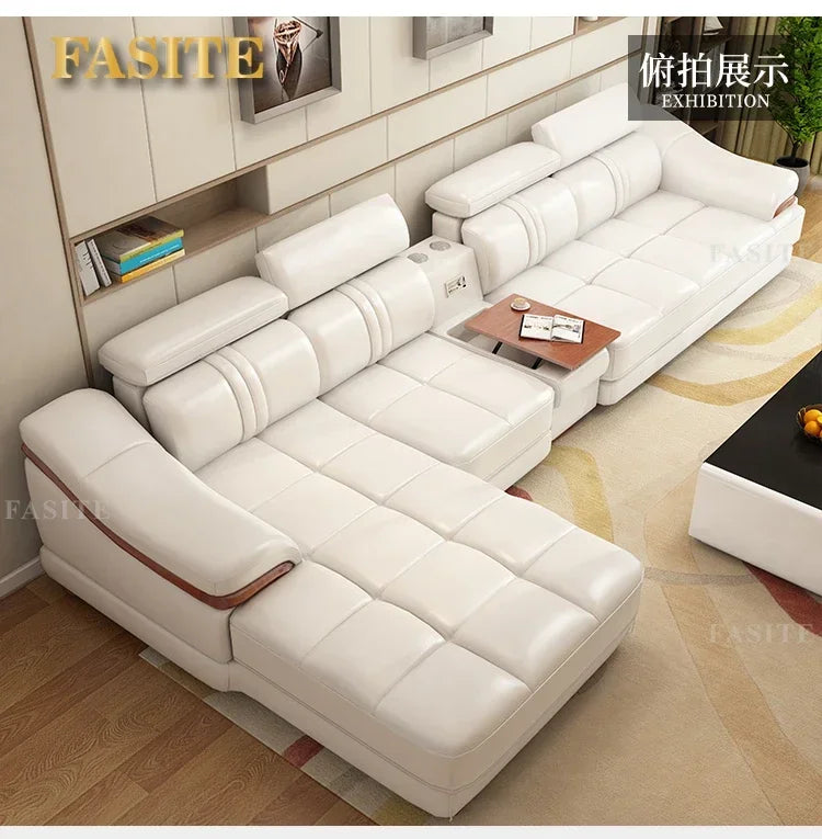 Long - lasting Genuine leather sofa, cowhide top layer, large and small unit, living room corner combination