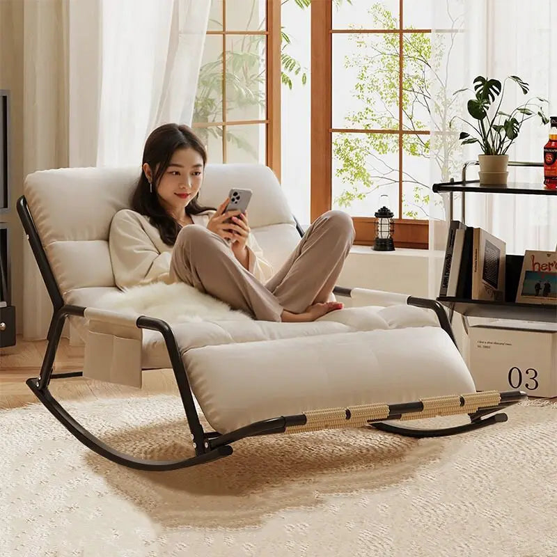Recliner Rocking Chair Sitting and Sleeping Dual-purpose Double Lunch Break Chair Balcony Home Leisure Lazy Sofa Chair Ergonomic