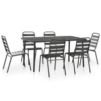 Dark Gray 7-Piece Steel Patio Dining Set Durable Outdoor Furniture