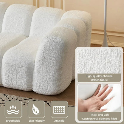 102" White Cloud-Style Modular Sectional Sofa – Modern Oversized Comfort with Soft-Edge Design and Integrated Armrests