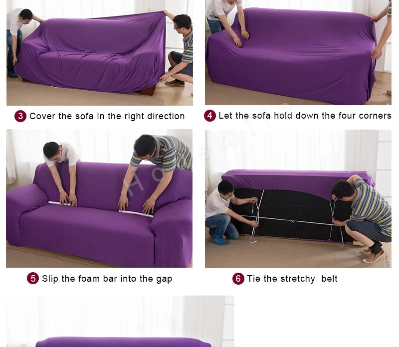 Elastic Solid Color Sofa Cover for Living Room All-inclusive Spandex Couch Cover Sectional Furniture Slipcover 1/2/3/4 Seater