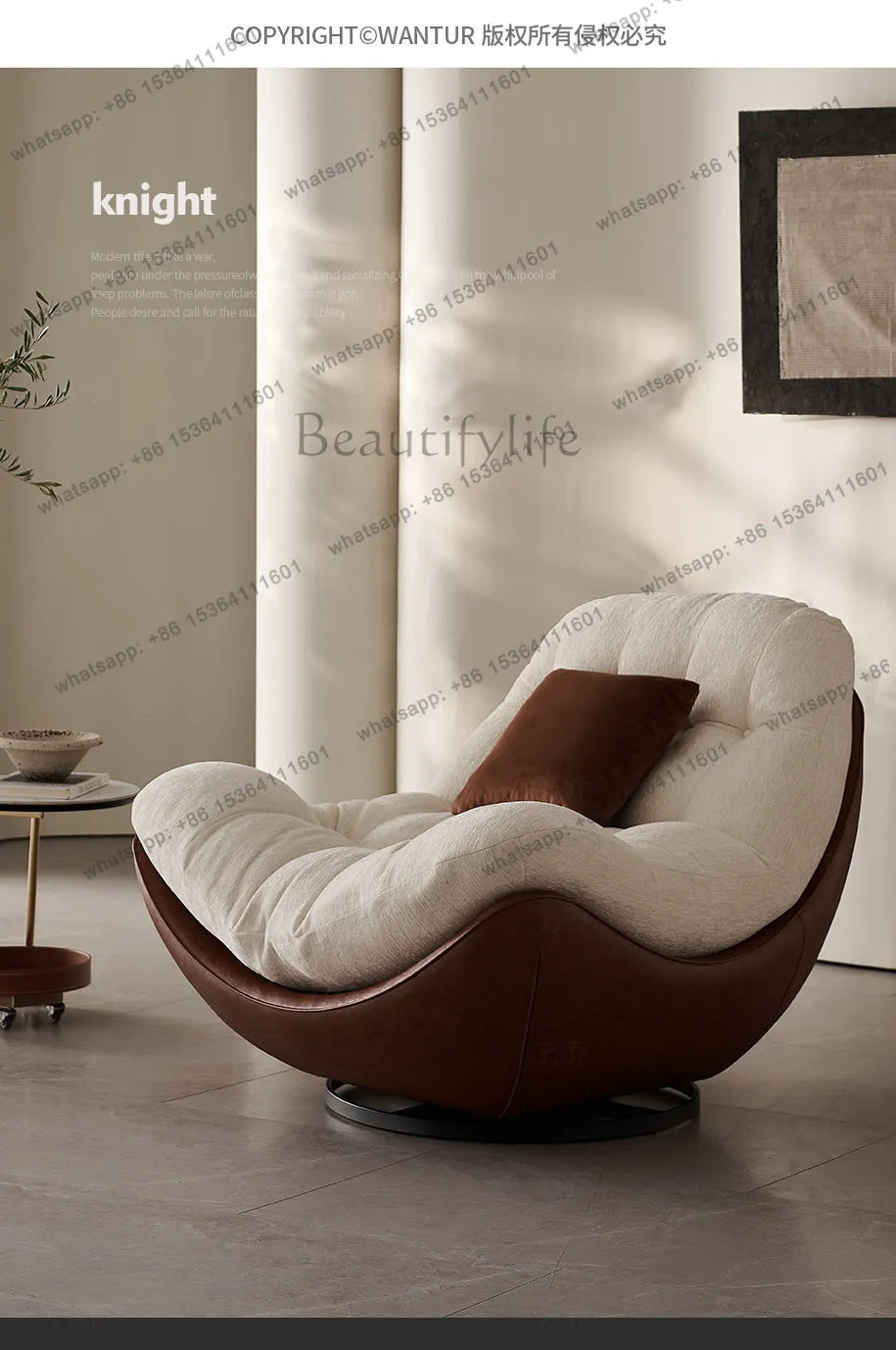 Italian minimalist rotating single chair modern creative sofa living room balcony lazy recliner