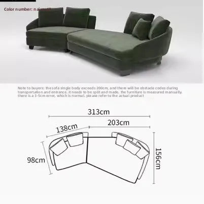 Sofa Italian leather fabric arc, sofa combination large apartment villa light luxury sofa